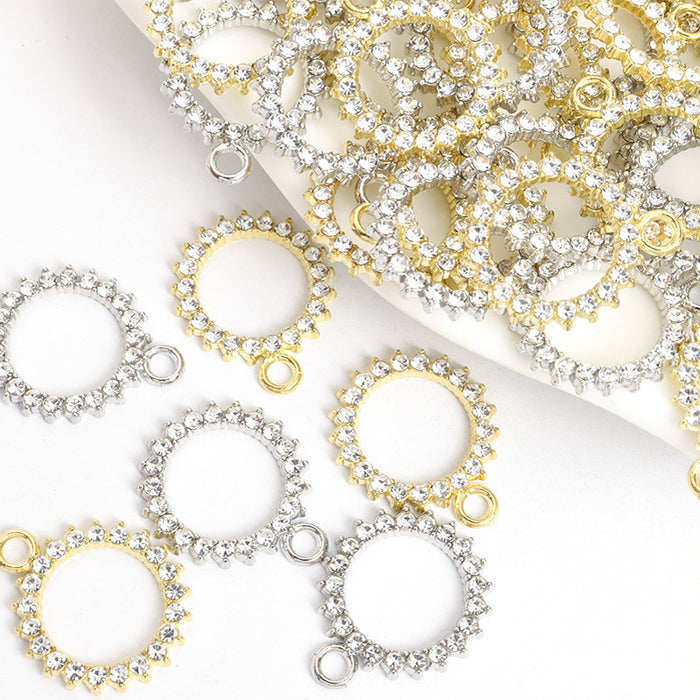 Round Crystal Halo Charms in Gold and Silver Tone Finishes