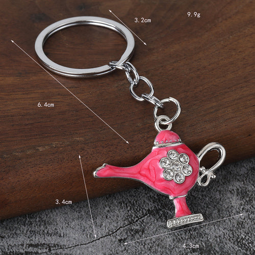Colorful Aladdin Lamp Zinc Alloy Souvenir Gift Keychain Bag Charm