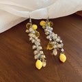 Pearl Lemon Crystal Tassel Necklace And Drop Earrings view 7