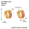 Gold Domed Colorblock Zircon Huggie Earrings Sizes view 7
