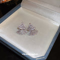 Silver Tone Crystal Double Fan Stud Earrings Decorative Jewelry view 4
