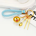 Golden Rice Bowl, Chopsticks and Spoon Keychains with Braided Loops view 12