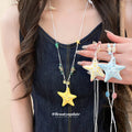 Glossy Ceramic Starfish Pendant Necklace in Three Colors view 1