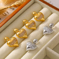 Heart Drop Earrings Baguette Zircon Teardrop Stud Copper Pair view 4