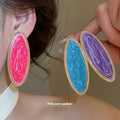Colorful Oval Statement Stud Earrings Fashion Jewelry view 1