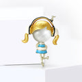 Headphone Girl Enamel Brooch With Red And Blue Outfits view 3
