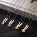 Shell Pendant Necklace With Imitation Pearls Gold Or Steel view 4