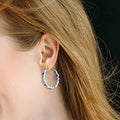 Multicolor Baguette Crystal Hoop Earrings in Silver Tone view 3
