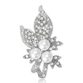 Pearl Rhinestone Leaf Brooch Gold Silver Floral Pin view 2