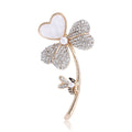 Crystal Clover Brooch with Shell Heart and Bee Accent view 1