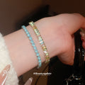 Gold Multicolor Baguette Crystal Adjustable Slider Bracelet view 1