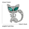 Rhinestone Cat Brooch Green Eyes Metal Bow Two Finishes view 7