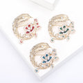 Feather And Flower Wreath Brooch In 3 Styles With Enamel And Crystal Details view 1