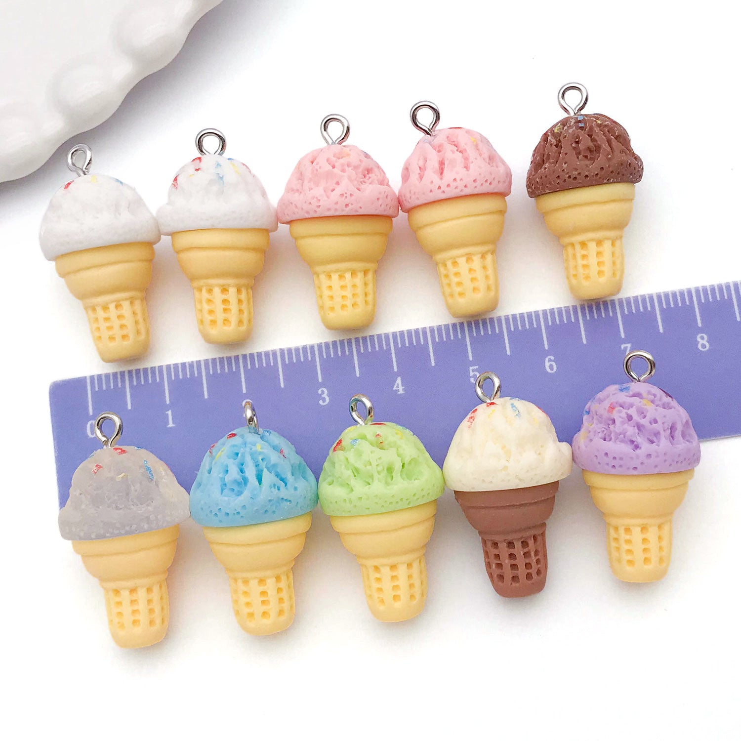 15x28mm Resin Ice Cream Charm Pendant for Bracelet Necklace Keychain DIY Jewelry