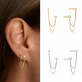 Double-Chain Floral Stud Earrings In Five Color Variants view 1
