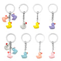 Five Colorful Mini Resin Duck Metal Keychain Designs view 5