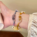 Purple Gray Or Amber Resin Cat And Star Braided Cord Bracelet view 3