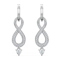White Gold Pave Infinity Drop Earrings Heart Clear Dangle view 4