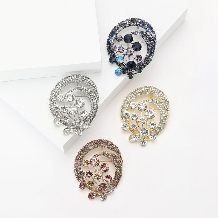 Circular Crystal Balloon Brooch in Four Colorways Clothing Pin