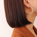 C-Shape Baguette Zirconia Hoop Earrings Gold Steel Blue view 4