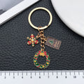 Wreath Snowflake and Christmas Tree Enamel Charm Keychain view 3
