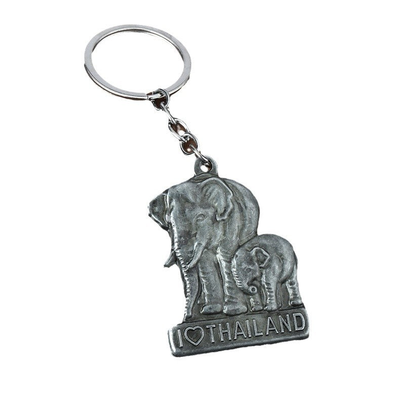 3D Elephant and Pixiu Zinc Alloy Keychain Gift Pendant