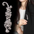 Silver Tone Tiger Crystal Metal Brooch Pin for Jackets and Lapels view 4
