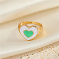 Gold Tone Enamel Heart and Yin Yang Adjustable Rings in Five Designs view 4