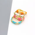 Gold Tone Crystal Enamel Braided Adjustable Open Rings view 1