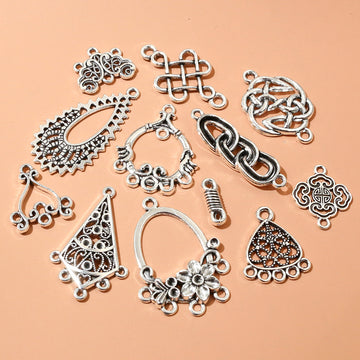 Antique Silver Openwork Multi-Loop Jewelry Connectors