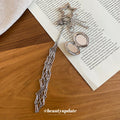 Silver Tone Star and Heart Charm Long Chain Tassel Keychain view 4