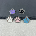 Enamel Paw Print Charm Pendant Silver Tone Five Colors view 1