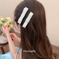 Floral Fabric Bow Duckbill Hair Clips Cream Blue Pink view 3