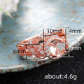 Rose Gold Tone Pink Crystal Leaf Cluster Ring Polished Metal Jewelry view 4