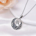 Silver Horse Forest Crescent Pendant Necklace Drop Earrings view 3