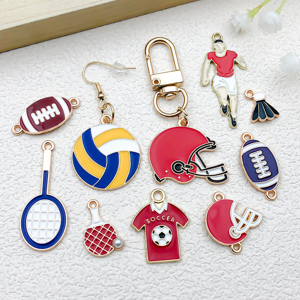 Enamel Zinc Alloy Soccer Basketball Volleyball Charm Pendants for DIY Sports Jewelry