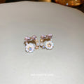 Purple Crystal Flower and Pearl Stud Earrings Fashion Jewelry view 4