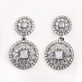Double Round Floral Clear Stone Earrings Metal Jewelry Design view 4