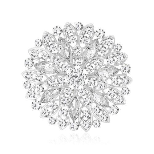 Silver sunflower brooch front