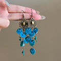Antique Tone Shell Sequin Drop Earrings with Reflective Details view 7