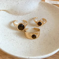 Brown Cabochon Open Ring Sets Gold Silver Three Piece view 6