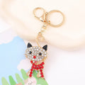 Rhinestone Cat Keychain Gold Metal Charm Four Color Styles view 3