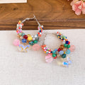 Colorful Beaded Hoop Earrings With Pearl and Charm Drops view 8