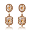 Aqua Green Square Crystal Five Designs Metal Dangle Earrings view 9