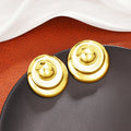 Domed Concentric Disc Statement Stud Earrings Polished Statement Fashion Jewelry view 2
