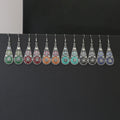 Six Color Floral Teardrop Antique Silver Hook Earrings view 2
