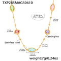 Gold Stainless Steel Czech Glass Marquise Station Necklace view 10