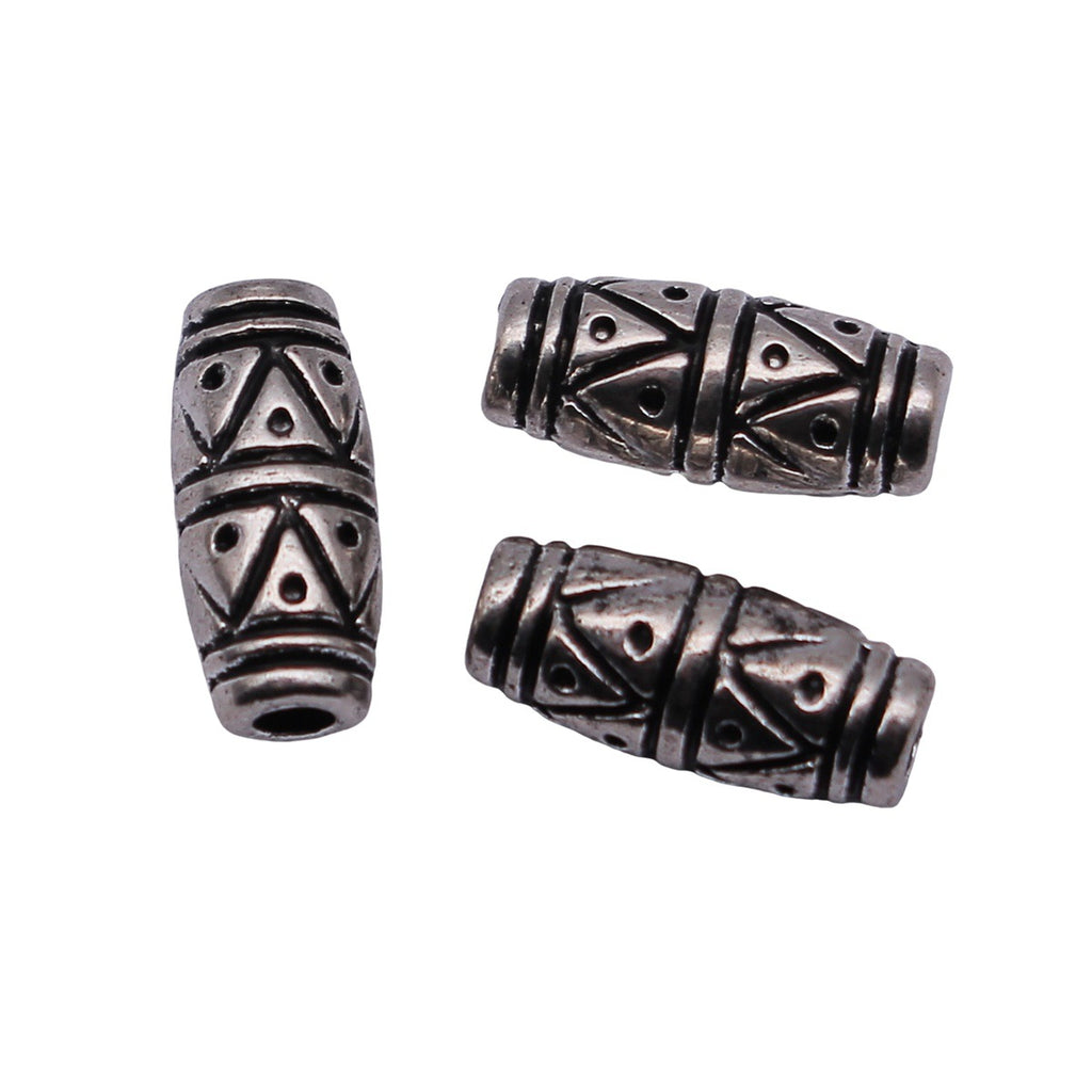 11x4.9x4.7mm 0.77g Antique Silver Zinc Alloy Serrated Texture Tube Spacer Beads for Bracelet Making