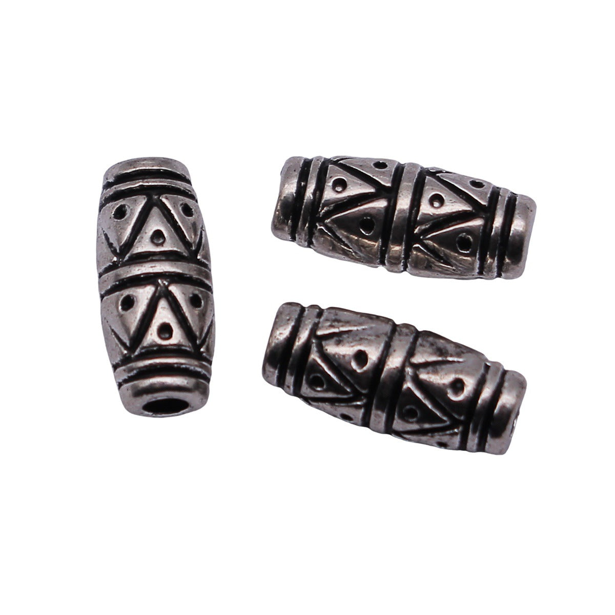 11x4.9x4.7mm 0.77g Antique Silver Zinc Alloy Serrated Texture Tube Spacer Beads for Bracelet Making