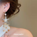 Starfish Pearl Tassel Earrings in Antique Silver Tone view 3